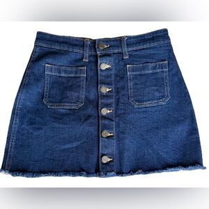 GAP Blue Denim Skirt with Button Front and Fringe Hemline Size 2